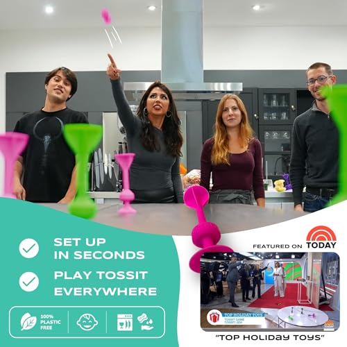 TOSSIT Game Suction Cup Darts, Toss Game Perfect Family and Party, Silicone Throwing Game for Backyard, Indoor and Outdoor Fun, Starter Pack - color: Pink Blue