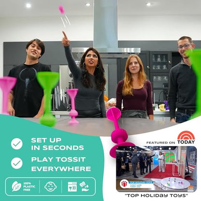 TOSSIT Game Suction Cup Darts, Toss Game Perfect Family and Party, Silicone Throwing Game for Backyard, Indoor and Outdoor Fun - color: Red Cyan Pink Blue Purple Green Blue Yellow