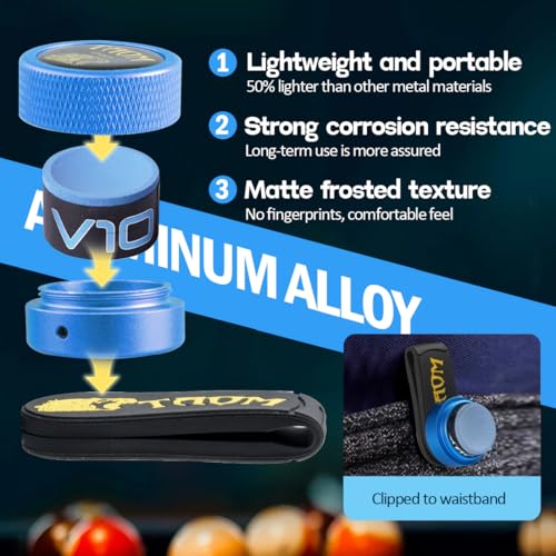 TAOM Upgrade Pool Chalk Holder Round Shaped Practical Tool Billiards Accessories Magnetic Mini Chalk Tip Case Container Round Box Billiards,Cue Tip Tool Scuffer Shaper - color: 1-Gift Set-Blue with V10 Blue