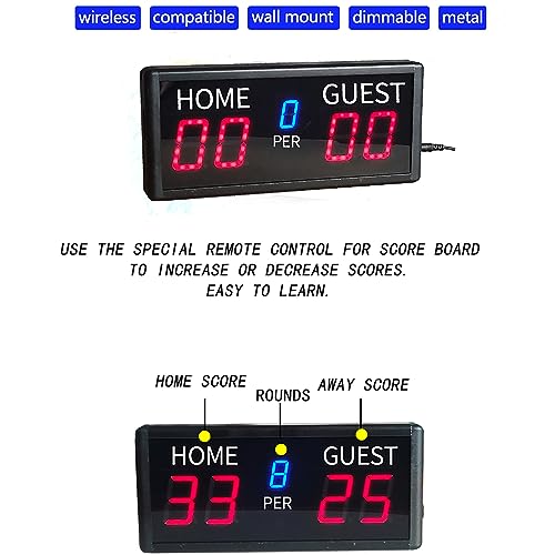 Tabletop Electronic Scoreboard, 5 Digit Electronic Basketball Scoreboard with Remote and Buzzer, 6 Levels of Brightness Adjustment, for Indoor&Outdoor Game, Baseballl/Shuffleboard/Billi,