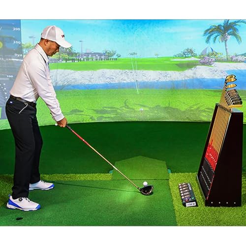 Large Golf Club Rack Stand for Holds 13 Clubs, Wooden Golf Putter Holder Organizer with Artificial Grass Mat, Indoor Golf Driving Range Club Display Rack for Garage Home