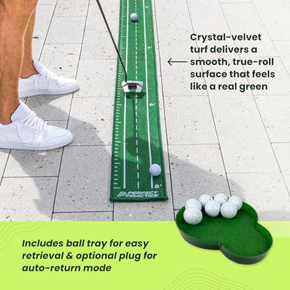 Perfect Practice Putting Mat & Chipping Net, Indoor & Outdoor Putting Green, Chipping Mat for Home & Office, Premium Golf Training Aids for Putting Practice with Realistic Turf, Golf Gifts for Men - style: Portable (8’)