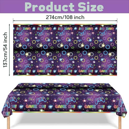 3 Pack Gaming Party Tablecloths – Video Game Birthday Supplies, Kids Gamer Party, Console & Controller Decorations, Neon Gaming Tablecloths Disposable Table Covers (Game) - color: Game Tablecovers