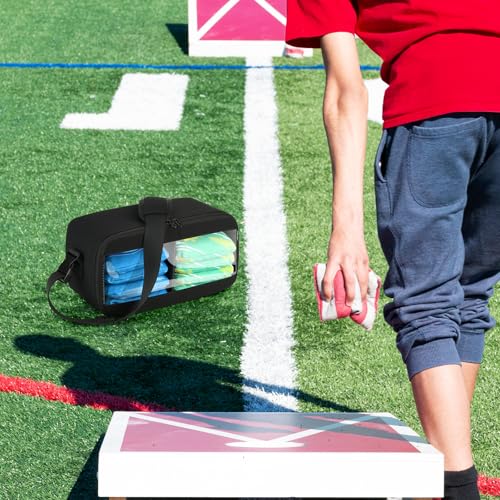 Cosmos Cornhole Bag Carrying Case Corn Hole Bean Bag Holder Carrier Holds 8 Bean Bags, Portable Storage Organizer Bag with Detachable Divider and Adjustable Strap for Men and Women