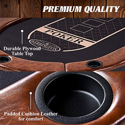Barrington Poker Multiple Styles Folding Poker Table & Poker Table Top/Dining Table Collection, Durable Padded Rail Tables with Felt Playing Surface, Perfect for Texas Holdem Games - style: 10 Player Premium Table