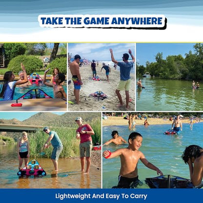 SKIP NN' HOLE Original Fun Stonne Skipping Meets Pool Cornhole Game Floating | for All Ages | Fun Swimming Pool Game for Adults and Family | Easy Setup, Durable, Portable Water and Lake Toy |