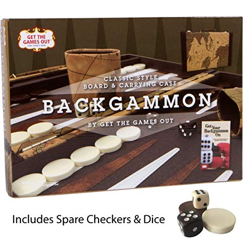 Get The Games Out Top Backgammon Set - Travel Backgammon Sets for Adults - Small Travel Size Classic Backgammon Board Game Case - Includes Strategy Guide & Full 15 Pieces (Map Edition, Small) - color: Map, size: Small