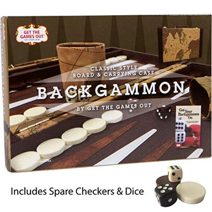 Get The Games Out Top Backgammon Set - Travel Backgammon Sets for Adults - Small Travel Size Classic Backgammon Board Game Case - Includes Strategy Guide & Full 15 Pieces (Map Edition, Small) - color: Map, size: Small