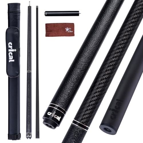 CRICAL Carbon Fiber Pool Cue with Stick Low Deflection Shaft - 58 Inch Billiard Cue Stick with Cowhide Grip & 3K Weave Design, 12.5mm Tip, Fixed Weight (19oz), 3/8x8 Joint – Ideal for Players - color: CL-VP-1-set3