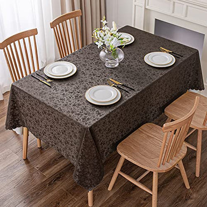 Smiry Rectangle Table Cloth, Waterproof Heavy Duty Vinyl Tablecloths, Wipeable Washable Table Cover for Kitchen and Dining Room (Coffee, 54" X 78") - color: Coffee, size: 78" x 54" (Rectangular)