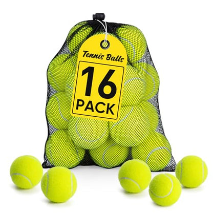 Treeroot 16/30/40/60/80 Pcs Tennis Balls, High Elasticity Tennis Balls Bulk, Comes with a Portable Mesh Bag, Tennis Ball for Dogs, Suitable for Beginner Training Ball, Durable & Bounce - size: 16Pack