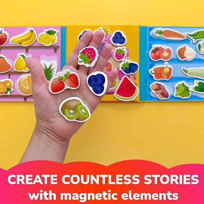 Quokka Travel Magnetic Puzzles for Toddlers 1-3 – 20+Pcs Fruits & Vegetables Game – Fun Travel Game Toy for Kids Ages 3-5 – Strong Magnets for Car Activities – Fun Toddler Puzzle Ages 2-4 - color: 07. Fruits and Vegetables