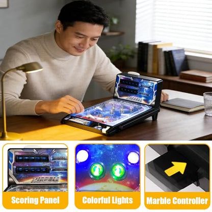 Tabletop Pinball Machine Electronic Pinball Toy with Light Sound and Scorer Mini Arcade Pinball Ball Shooting Game for Kids