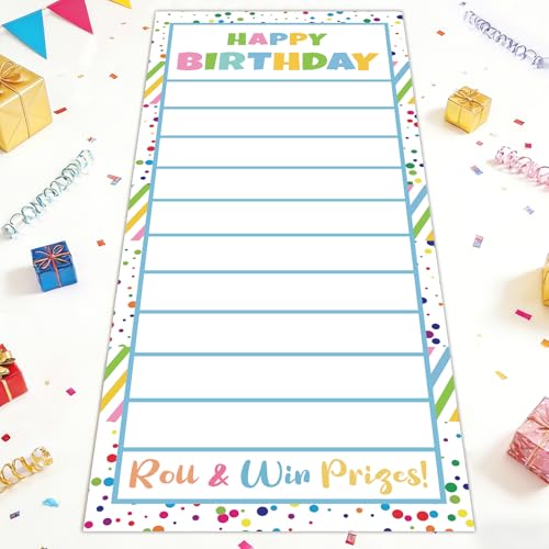 Can Rolling Game Props, Happy Birthday Party Game, Can Rolling Challenge Draw Set with Colorful Polka Dots and Stripes, Suitable for Adults and Kids, Family Gathering Activities, Indoor Outdoor Use - color: White