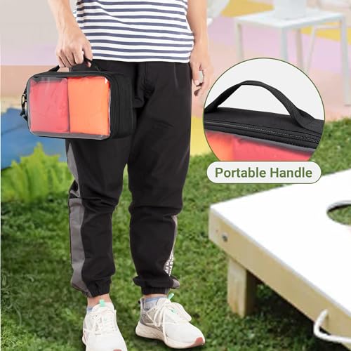 Goburos Cornhole Bag Carry Case Holds 8 Bean Bags, Portable Carrier with Handle for Men and Women, Black