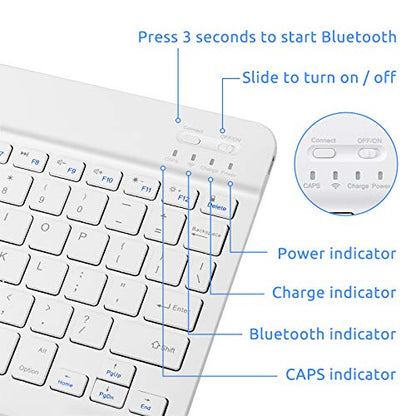 Amazon Fire HD 10/11/8 Wireless Keyboard, Universal Slim Portable Bluetooth Keyboard Compatible with Amazon Fire HD 10/11/8 with Built in Rechargeable Battery (10 Inch White) - color: 10 Inch White