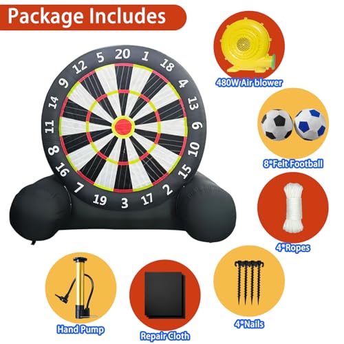 Yujia Inflatable Soccer Board Game for Kids and Adults, 10FT Inflatable Football Target Kick Board, Outdoor Inflatable Games with Air Blower & 8 Soccers, Perfect for Family Fun & Carnival Games