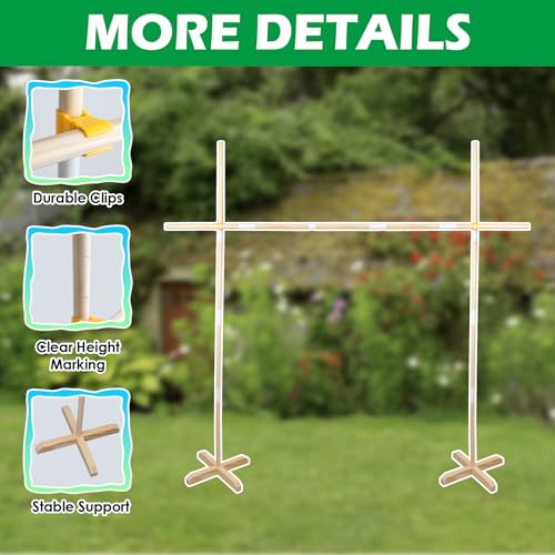 Wooden Limbo Game&Flying Disc Toss Game 2 in 1 Game Set,5ft Tall Limbo Stick Set Limbo Kit for Adults Family,Backyard Games Lawn or Outdoor Games -Easy to Set Up and Play Anywhere