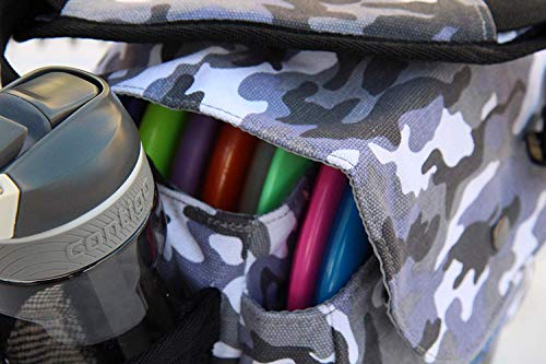 Kestrel Black Disc Golf Bag - Fits 6-10 Golf Discs + Bottle - For Beginner & Advanced Golfers - Extremely Durable Canvas - Frisbee Golf Bag - Small Sling/Shoulder Disc Golf Bag For Men & Women - color: Gray Camo