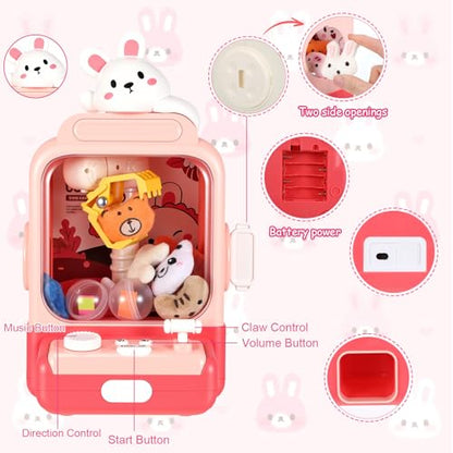 Arrowbash Cartoon Claw Machines for Kids 36 Prizes Age 6+ Mini Vending Machines with Music for Kid with Plush Toy Christmas Birthday Thanksgiving Girls Boys Gifts(Bunny) - style: Bunny
