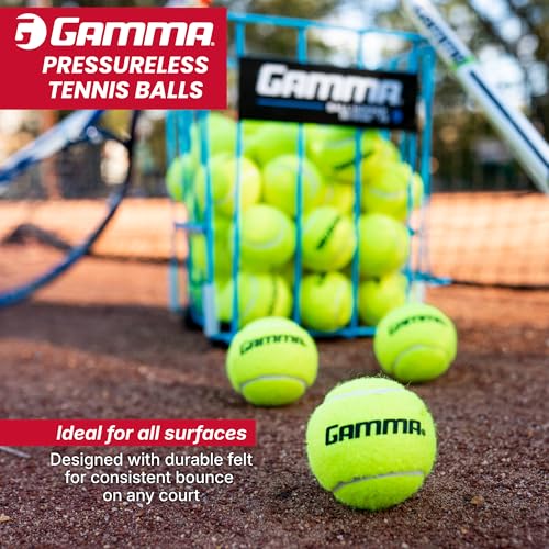 Gamma Sports Pressureless Tennis Balls Box - Ideal for Practice, Teaching, and Training with High-Visbility Felt - Indoor and Outdoor Court Play - 48 and 75 Pack Sizes - size: Box of 75