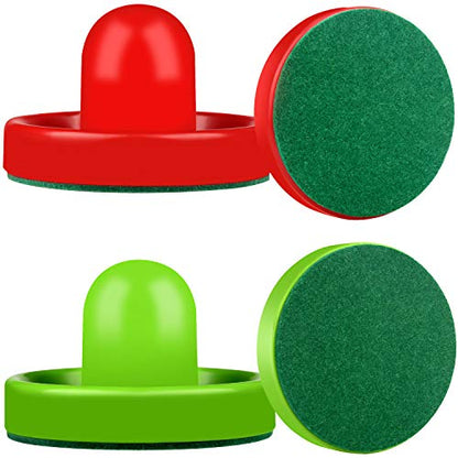ONE250 Air Hockey Pushers and Red Air Hockey Pucks, Goal Handles Paddles Replacement Accessories for Game Tables (4 Striker, 4 Puck Pack) - color: Red & Green