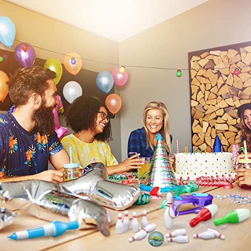 Deekin Bowling Party Favors 12 Pcs Pin Keychain 12 Pcs Ballpoint Pen Mini Bowling Set 50 Pcs Stickers for Goodie Bag Fillers and Small Prizes