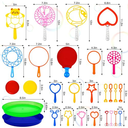 28 Pcs Big Bubble Wand Bulk Set for Summer Outdoor Games Activities Party Favors Birthday Supplies, Big Bubble Maker with Tray