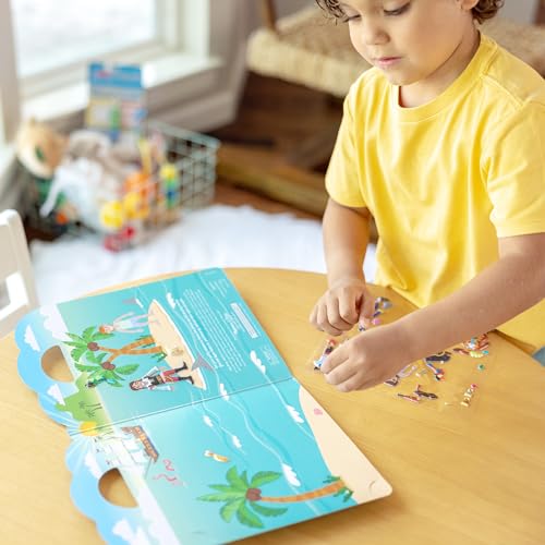 Melissa & Doug Puffy Sticker Activity Books Set of 3 – Safari, Pirate &On The Farm, with Reusable Stickers and Fold-Out Scenes, Mess Free Play Set & Travel Toys for Kids Ages 4+ - style: Pirate, Safari & Farm