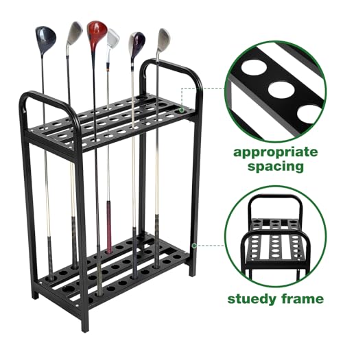 Hicarer 27 Hole Golf Club Holder Metal Golf Club Organizer Stand Rack Putter Stand Display for Indoor and Outdoor Use Home, Black - style: 27 Hole