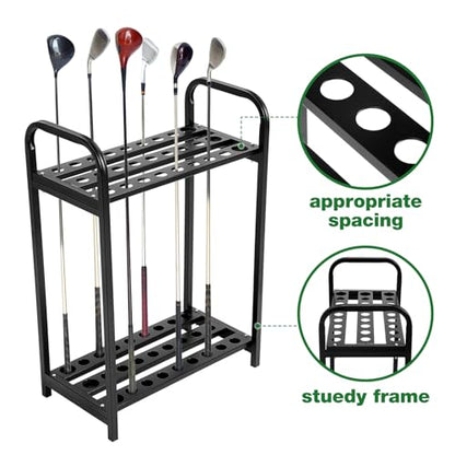 Hicarer 27 Hole Golf Club Holder Metal Golf Club Organizer Stand Rack Putter Stand Display for Indoor and Outdoor Use Home, Black - style: 27 Hole