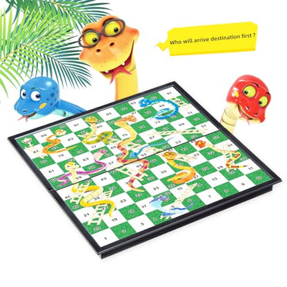Travel Board Games Small Magnetic Snakes and Ladders Board Game 9.7 Inches Portable Folding Board