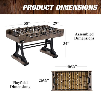 Barrington Foosball Multiple Styles Soccer Foosball Tables, Durable & Stylish Designs with Tabletop Sports Soccer Balls, Perfect for Family Game Rooms - style: 58 In. Coventry