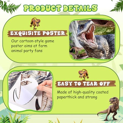 Faccito Pin Tail on Dinosaur Birthday Games Dinosaur Party Decorations Large Poster with 24 Tails Stickers Blindfold Pin Tail Games for Birthday Party Decorations Activities Supplies - style: Dinosaur