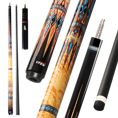 Banly Cuezone Carbon Fiber Pool Cue – MF1 Pro Taper Cue Stick with Extension, Low-Deflection Shaft, Premium Canadian Maple Butt, 12.5mm Tip, 3/8×8 Joint for Tournament & League Play - color: Desert Flame