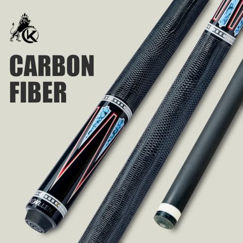 KONLLEN Carbon Fiber Pool Cue Stick 58-inch Professional Pool Sticks for Adults Full Carbon Technology Low Deflection Pool Cue Billiard Cues with 12.5mm Tip (Easy to Control, Pro Taper, Ultra-Smooth) - color: 009 black