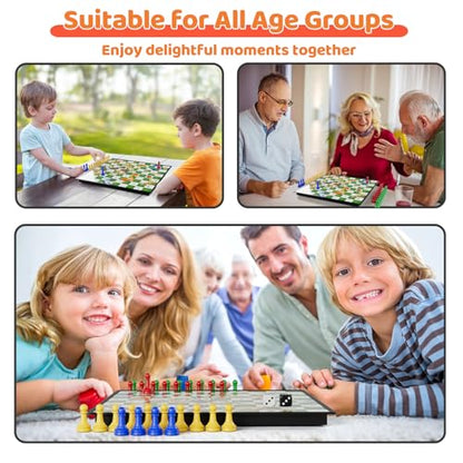 3 in 1 Magnetic Board Games Set for Kids Adults - Classic Travel Game Set with Chinese Checkers, Ludo, Snakes and Ladders, Educational Family Strategy Game with Folding 12.4 Inches Board & Piece