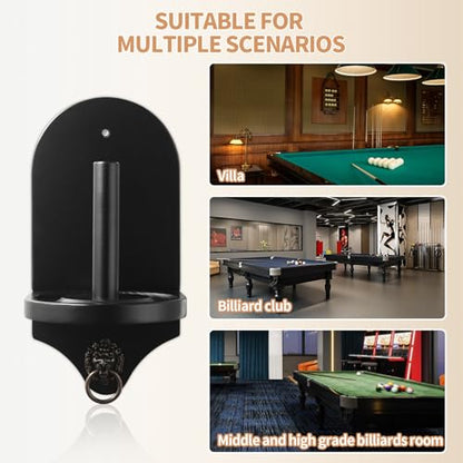 HMQQ Billiards Accessories: Wall Mounted Pool Chalk Holder, with a Natural Wood, Black Finish