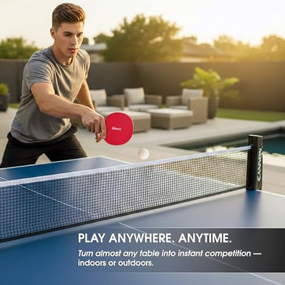 Cannon Sports Table Tennis Set – 4 Unbreakable Paddles, 6 3-Star Balls, Retractable Net & Carry Bag – Clamp-On Portable Ping Pong Net Fits Tables up to 2 Inch Thick, Extends to 6 Feet - color: Red