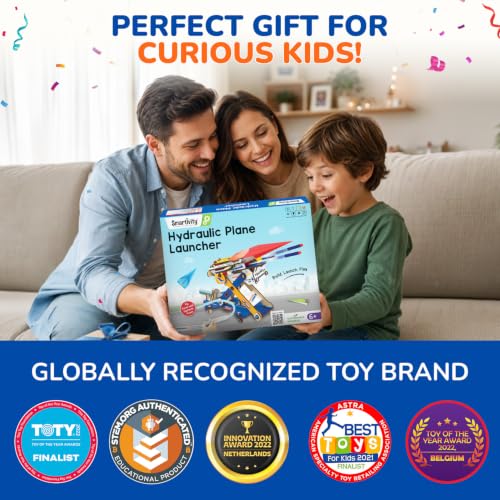 Smartivity DIY 2in1 Hydraulic Paper Airplanes & Darts Launcher STEM Toy for Kids Ages 6-14 Years I Birthday Gifts for Smart Kids | Science Kit for Boys & Girls 6, 8,10,12,14 Years Old - style: Hydraulic Plane Launcher