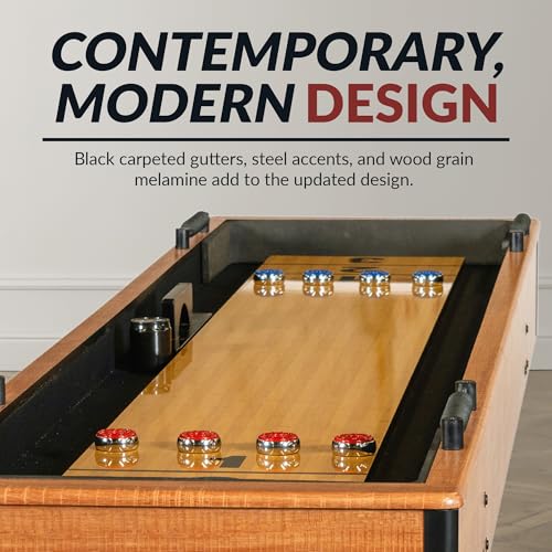 Hathaway Daulton 9-ft Shuffleboard Table for Family Game Rooms with Padded Sidewalls, Legs Levelers, 8 Pucks, Table Brush and Wax, White Oak Finish