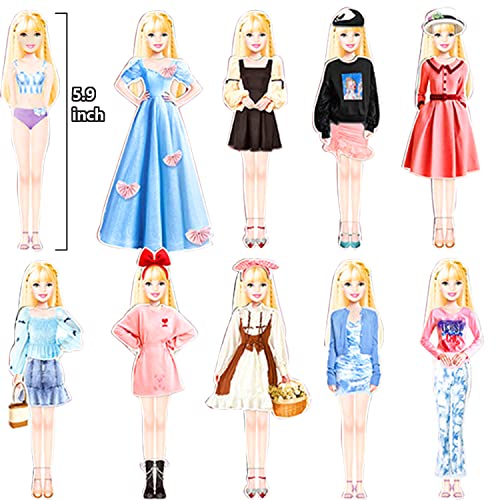 Magnetic Princess Dress Up Paper Doll Pretend Play Toys Magnet People Clothes Puzzles Game for 3+ Year Old Girls Toddler,Preschool Learning Created Imagine Set Birthday Gift (B Set) - style: B Set