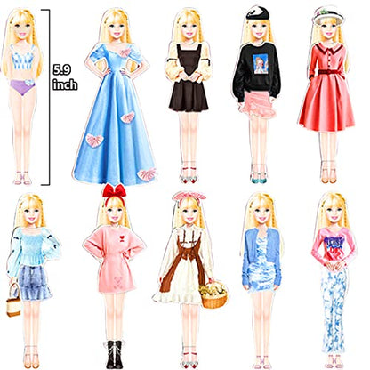 Magnetic Princess Dress Up Paper Doll Pretend Play Toys Magnet People Clothes Puzzles Game for 3+ Year Old Girls Toddler,Preschool Learning Created Imagine Set Birthday Gift (B Set) - style: B Set