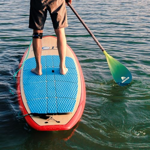 Abahub Carbon Fiber SUP Paddles, 1 x 3 Section Adjustable 67" - 86" Carbon Fiber Shaft, Lightweight Stand-up Paddle Oars for Paddleboards, with a Carrying Bag - color: Gradient Green Print