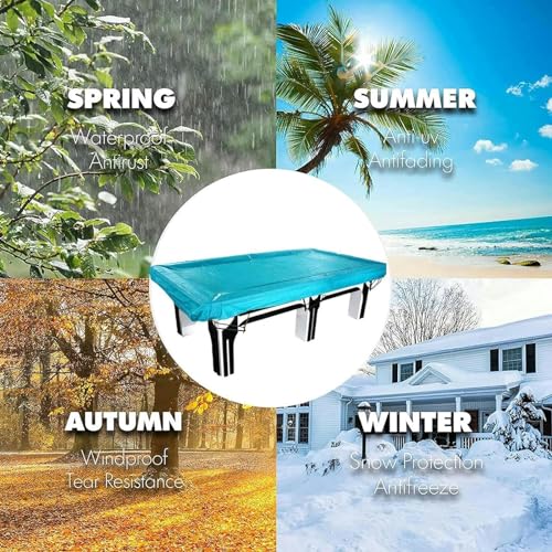Pool Table Covers 9 Foot, Billiard Table Dust Cover, PVC Waterproof Cover Billiard Ball Cover Blue, Durable Waterproof Uv Protection Dust Storage Cover Billiard Dust Storage Cover