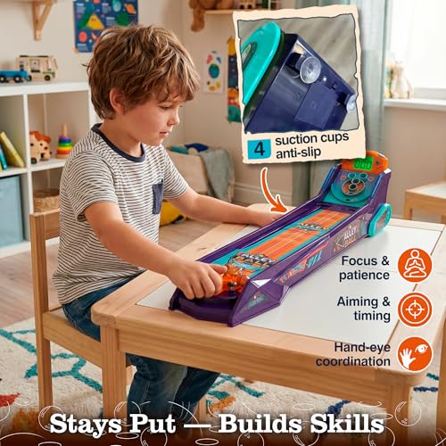 Alley Ball Game — Electronic Roll & Score Tabletop Arcade, Auto Scoring with Lights & Sound, Pull-Handle Launcher — 1-2 Players, Mini Arcade Game for Kids - style: Alley Ball