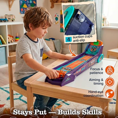 Alley Ball Game — Electronic Roll & Score Tabletop Arcade, Auto Scoring with Lights & Sound, Pull-Handle Launcher — 1-2 Players, Mini Arcade Game for Kids - style: Alley Ball