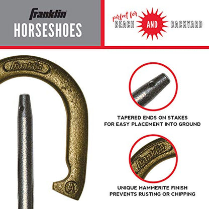 Franklin Sports Horseshoes Set - Metal Horseshoe Game Set for Adults + Kids - Official Weight Steel Construction - Beach + Lawn Outdoor Game - Recreational - style: Recreational