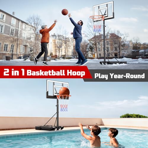 Yohood Basketball Hoop Outdoor 10FT with Shatterproof 40 Inch Backboard, Portable Basketball Hoop Goal System for Kids/Youth/Adults in Backyard/Driveway/Indoor