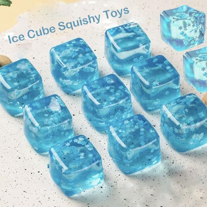 Ice Cube Squishy Toy, Stress Cube - Ice Cubes Stress Balls with Snowflakes Inside, Slow Rising Cube Stress Balls for Adults Kids, Nice Cubes Squishy for Party Favors (4PCS) - style: 4PCS